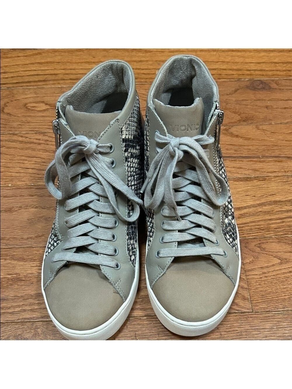 Vionic Women's Splendid Torri High Top Sneakers in Snakeskin and Gray